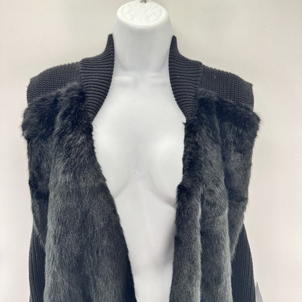 Alfani Faux Fur Vest Women Plus Size 2X Black Mob Wife Glam Soft Cozy Chic - Picture 4 of 13